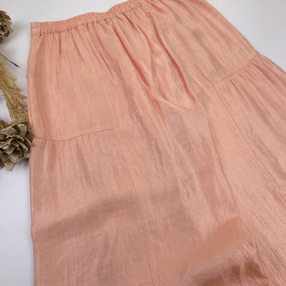 Current Air Anthropologie Peach Shimmer Wide-Leg Rayon Women's Pants Sz L - Picture 7 of 15